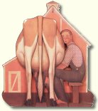 Grant Wood Art Gallery - Boy Milking Cow 3-D Walnut Cutout
